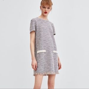 Zara Tweed Dress with Pearl Pockets